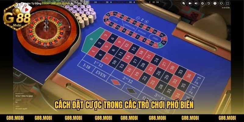 Các trò chơi Casino G88 phổ biến: Baccarat, Rồng Hổ, Roulette.