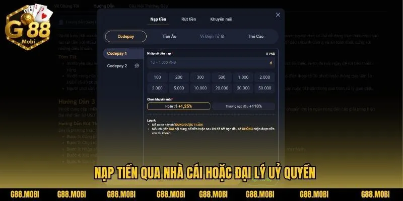 Hướng dẫn nạp tiền G88 an toàn và nhanh chóng